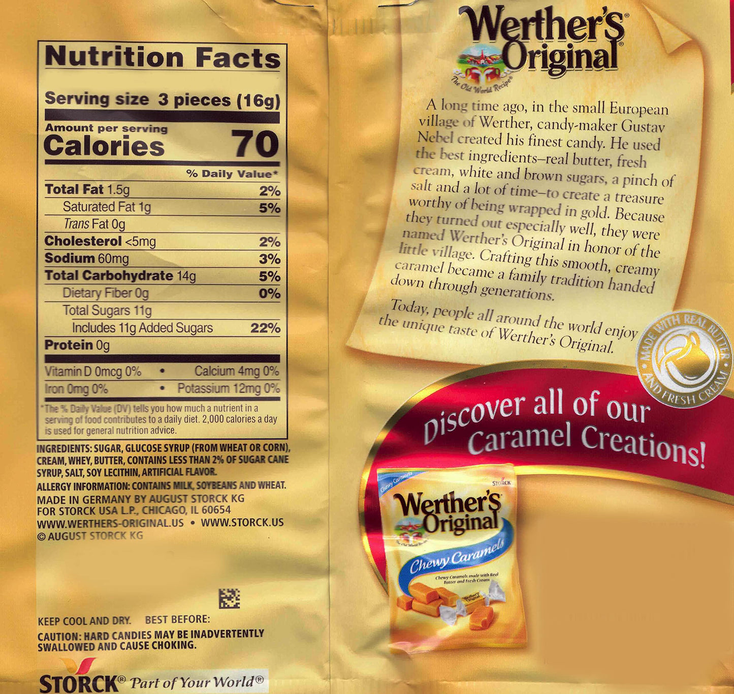 Bulk Werthers Original Hard Candy | Bulk Candy Individually Wrapped | Werthers Caramel Candy | 1 Lb Individual Flavor Bag | Ships In An Aromatik™ Resealable Pouch (Orginal Caramel)