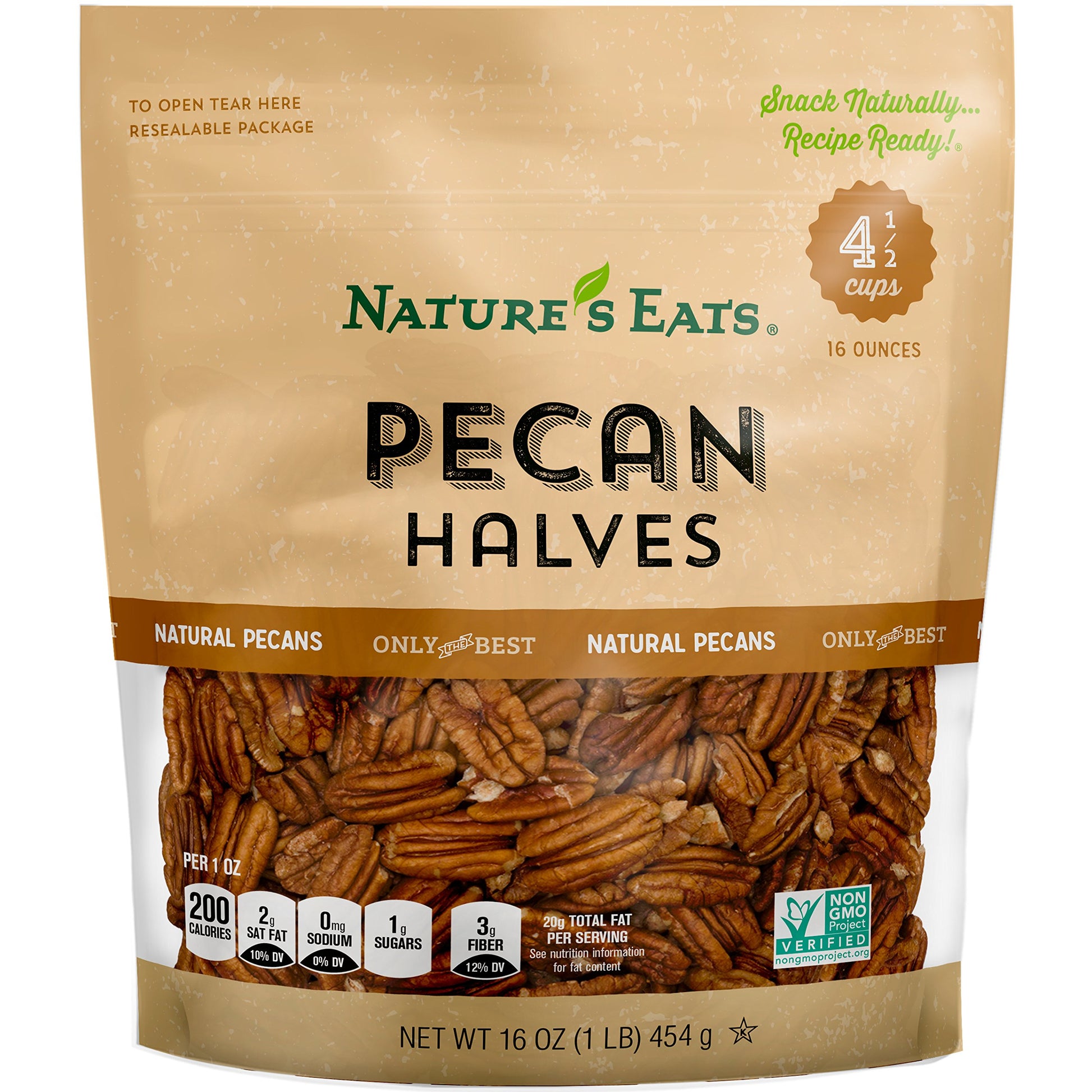 Nature's Eats Halves, Pecan, 16 Ounce (Pack of 1)