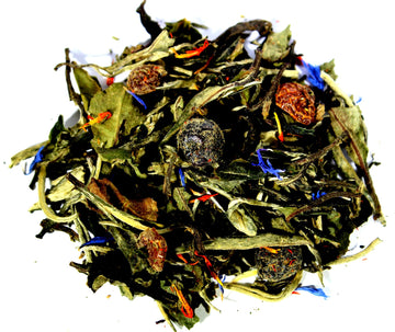 Nelson's Tea - Blueberry Pomegranate - White Loose Leaf Tea - White tea, rose hips, dried blueberries, and safflower (Sample)