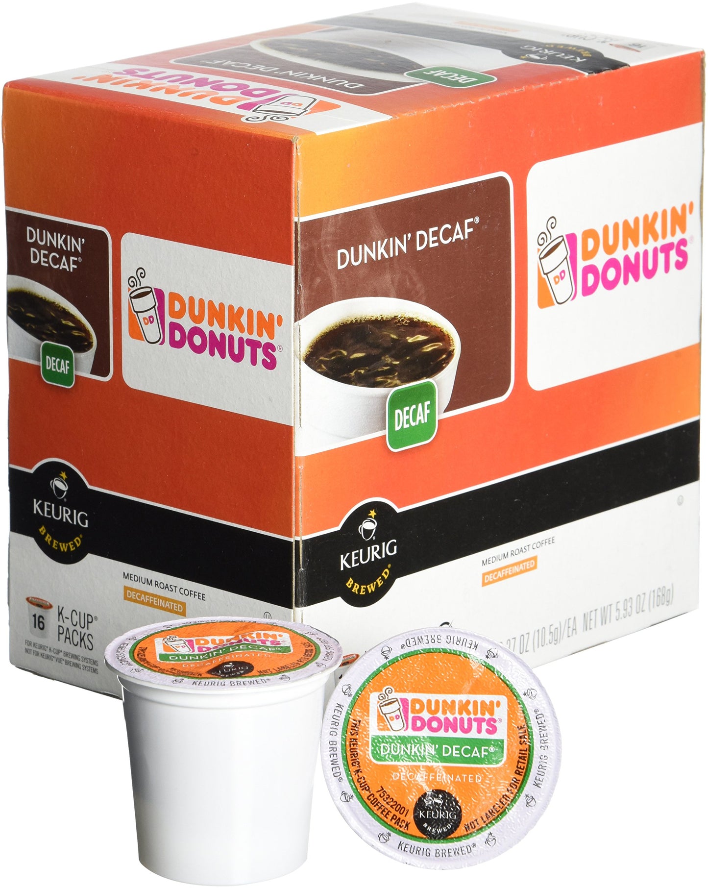 Dunkin Donuts Decaf Coffee K-Cups for Keurig - 32 Pack, 16 Count (Pack of 2)