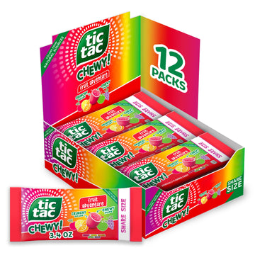 TIC TAC CHEWY! Fruit Adventure Candy, Bulk 12 Pack, Fruit Candy, Share Size, 3.04 oz Each (Packaging May Vary)