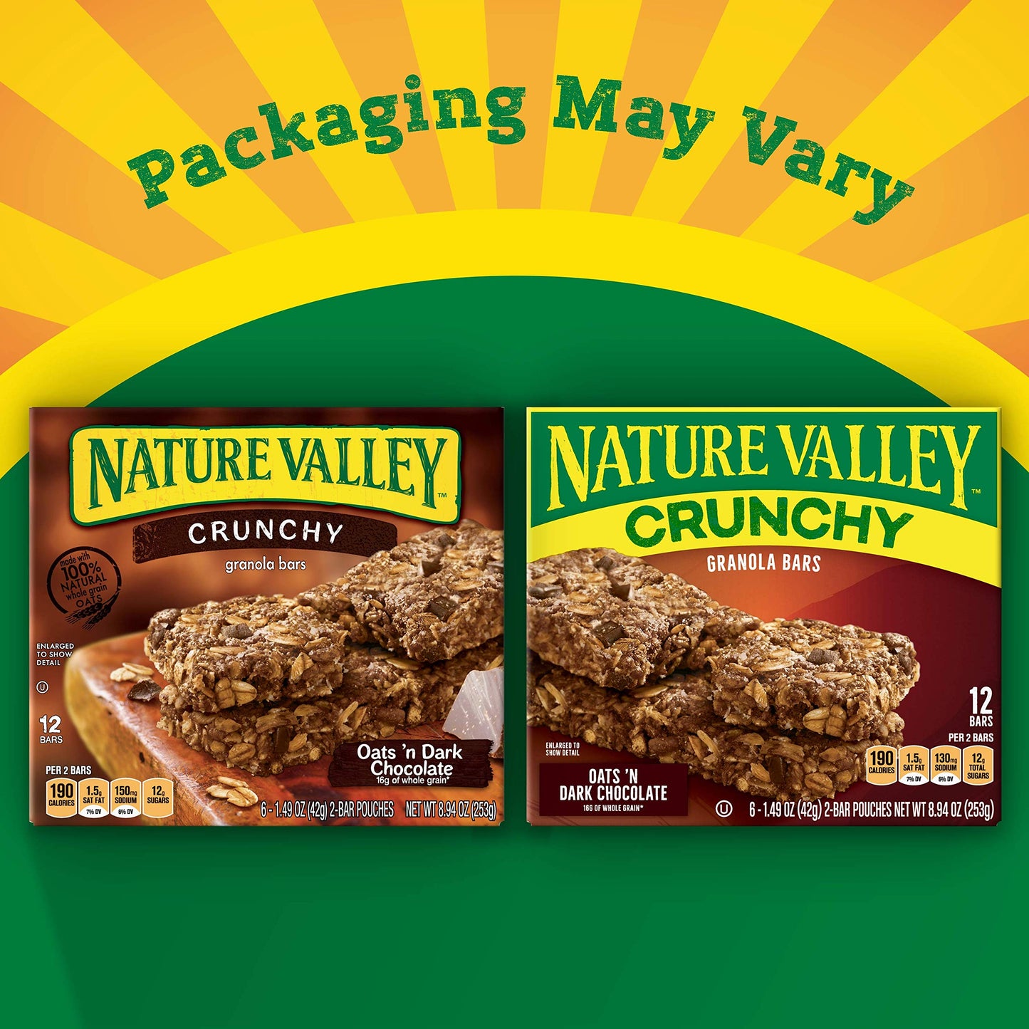 Nature Valley Crunchy Granola Bars, Oats n Dark Chocolate, 12 Bars, 6 Count, Pack of 6, Brown, Model 41314