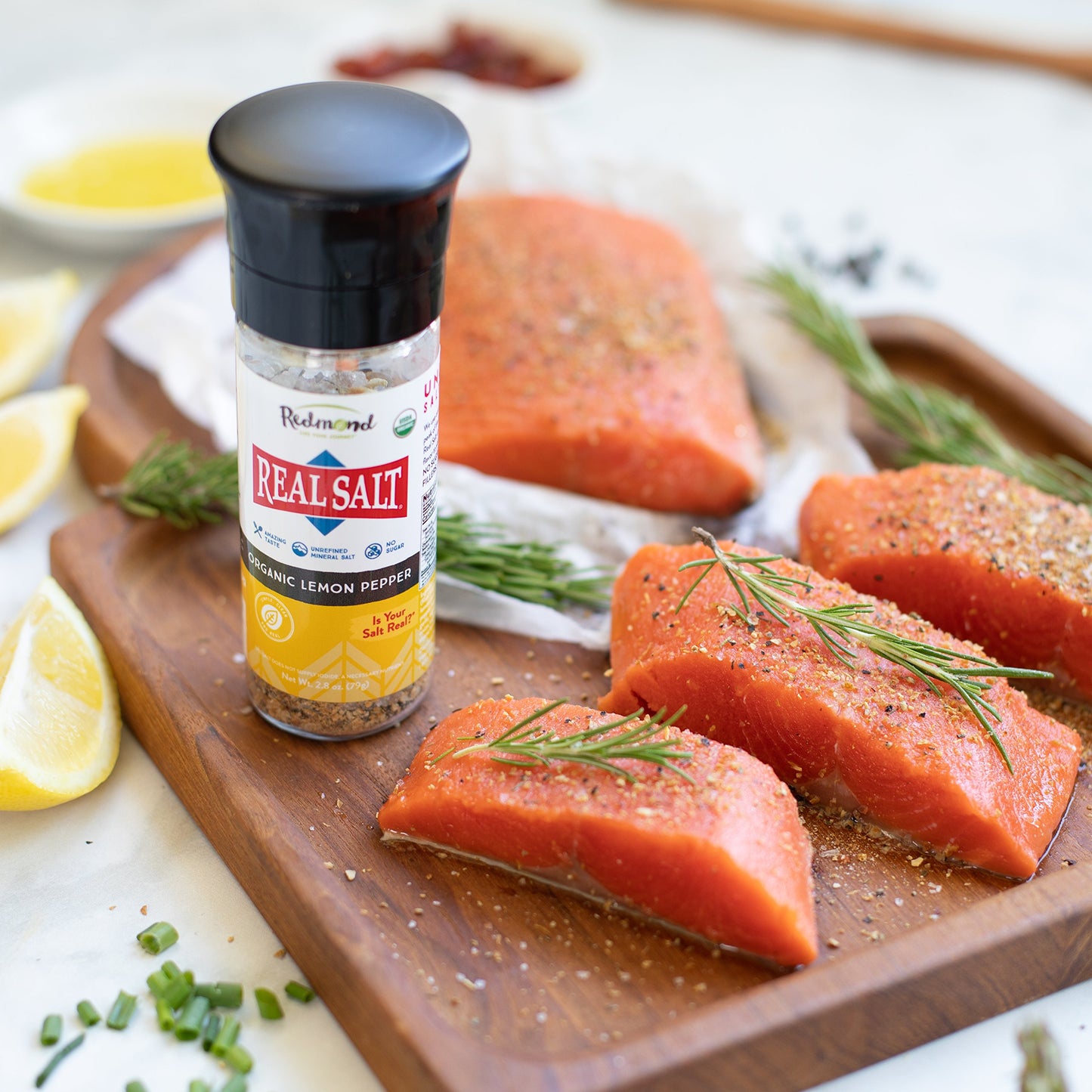 Redmond Real Sea Salt - Natural Unrefined Organic Gluten Free, Coarse Salt with Coarse Grinder (Lemon Pepper)