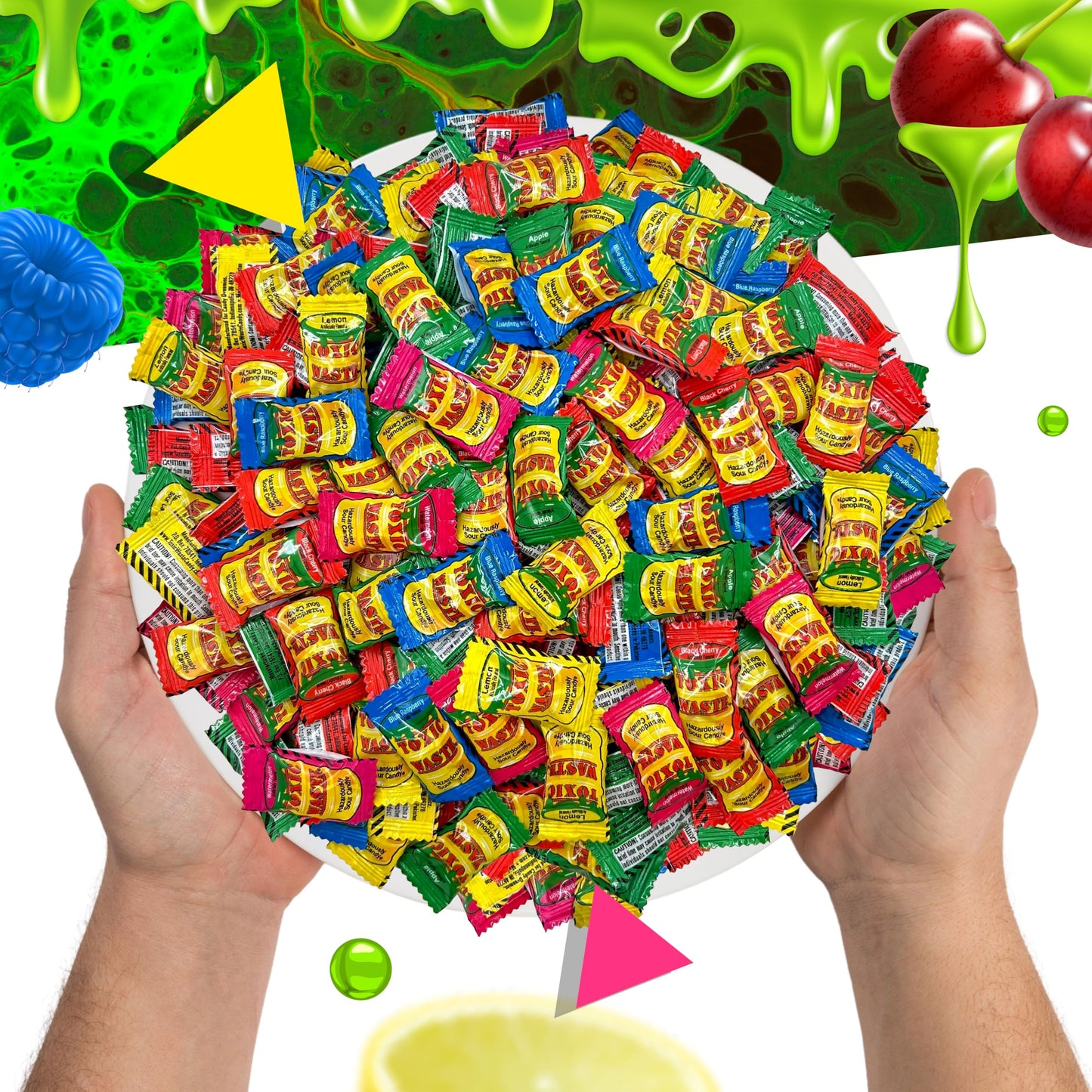 Toxic Waste Sour Candy | 1 Pound Bag - Approx. 150 Count | Apple, Watermelon, Lemon, Blue Raspberry, Black Cherry