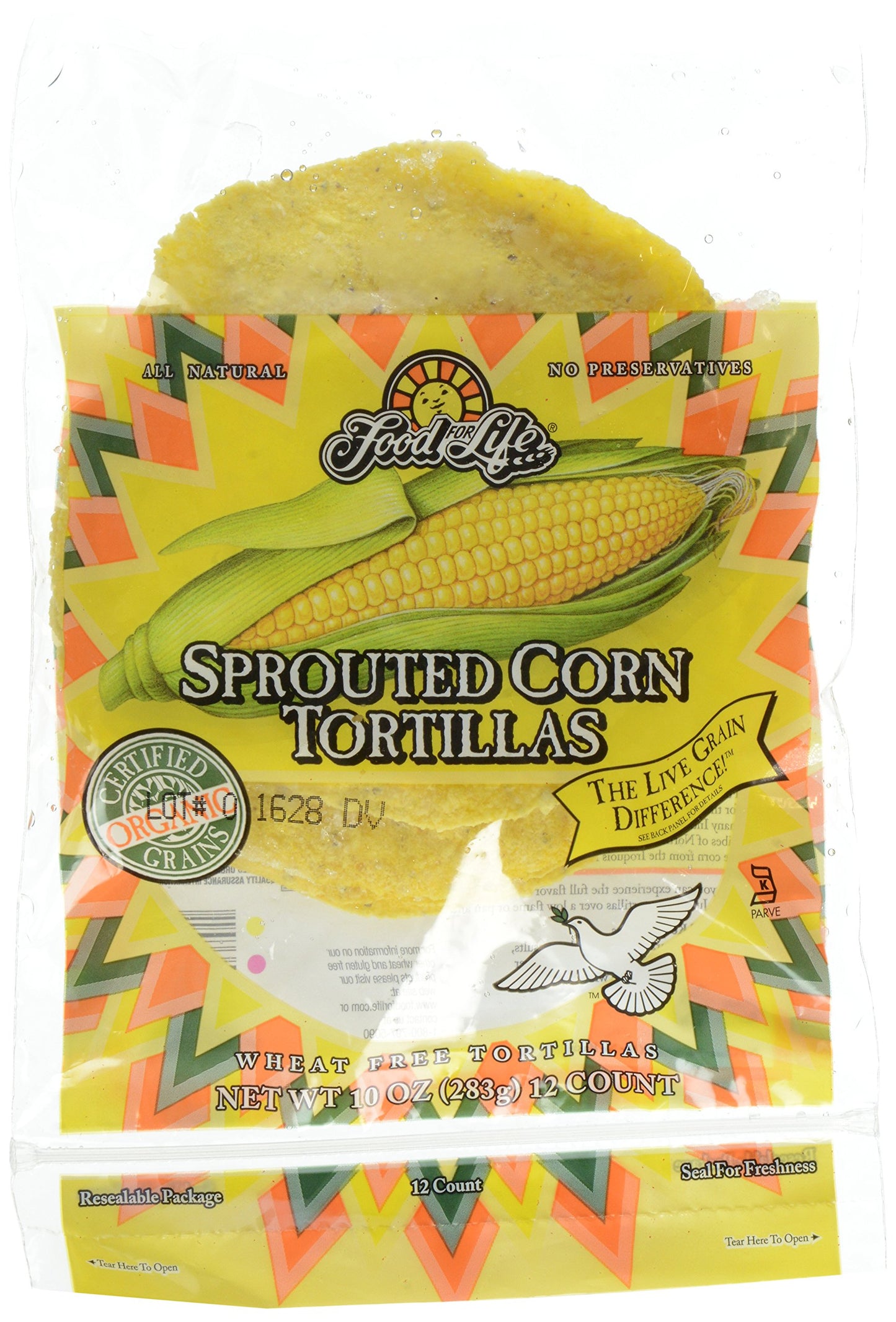 Food For Life, Tortillas, Sprouted Corn, Wheat Free, Organic, 10 oz (Frozen)