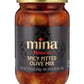 Mina Spicy Pitted Olive Mix, 12.5 oz - Premium Handpicked Moroccan Olives with Red Chili Pepper Harissa, Keto Friendly Spicy Oli