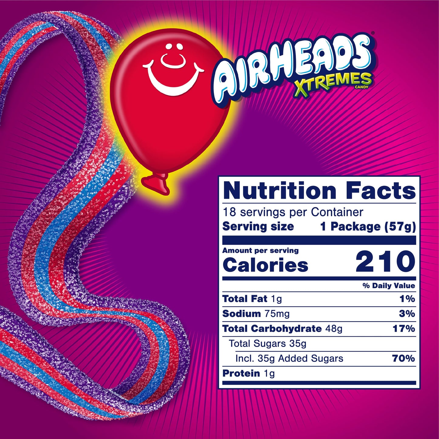 Airheads Xtremes Belts Holiday Sweetly Sour Candy  Very Berry  Christmas Stocking Stuffers for mature-themeds & Kids  Non-Melting  Candy for Christmas Bulk Party Bag  2 oz (Pack of 18)