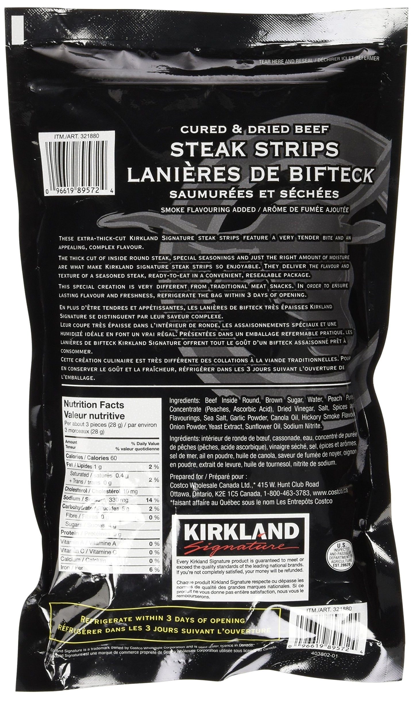 Kirkland Signature Premium Beef Steak Strips Jerky 12 Oz