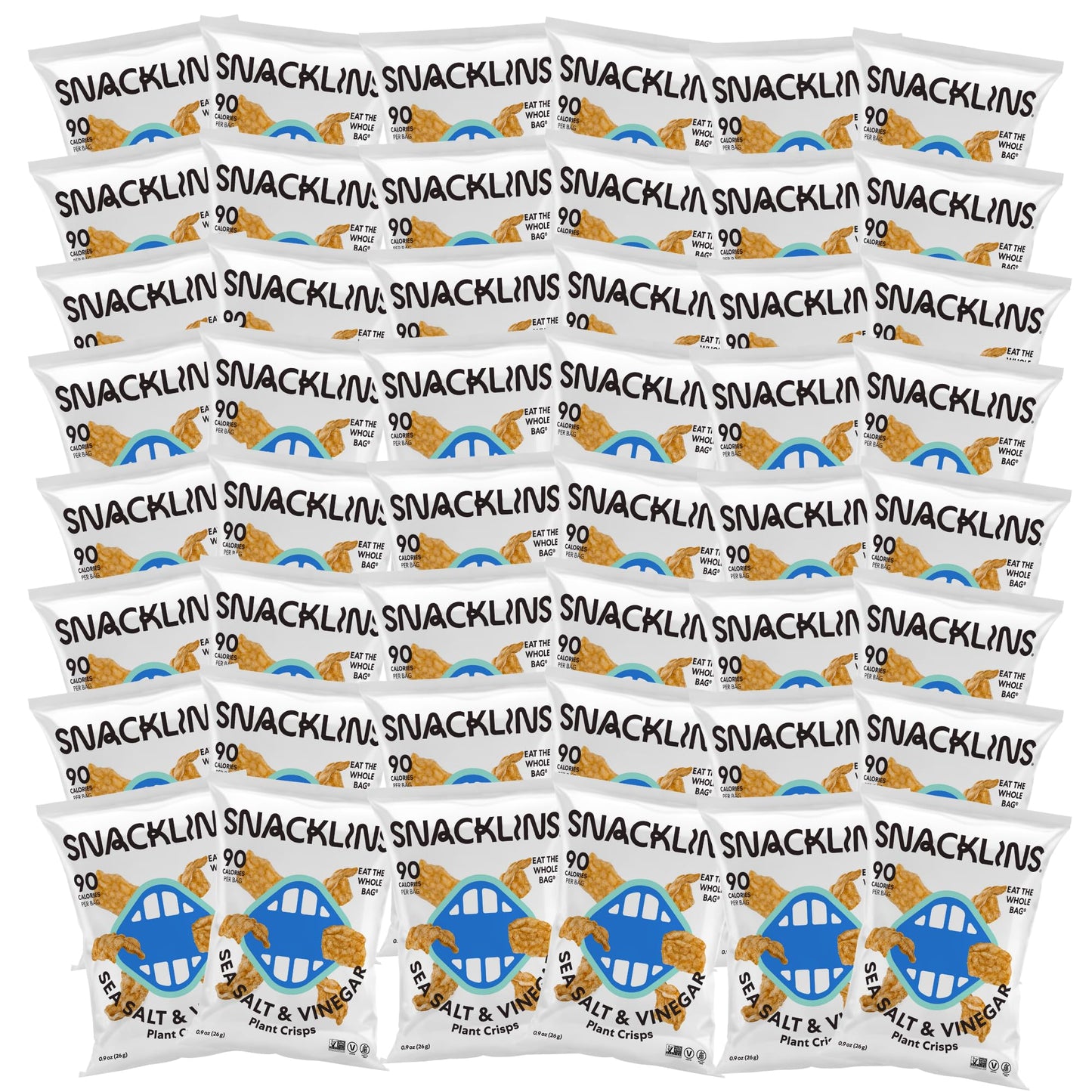 SNACKLINS Plant Based Crisps Sea Salt & Vinegar, Gluten Free, Vegan, 0.9oz Bag, Case of 48