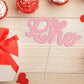 Gyufise Cake Topper Glitter Love Heart for Valentines Day, Baby Shower, Kids 1st Birthday, Pink, Model ZN0579-4-P