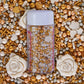 Confect Edible Cake Decorations - White Rose Flowers with Gold & Silver Sprinkles Mix, Vegan, Gluten-Free, 4.2 Oz