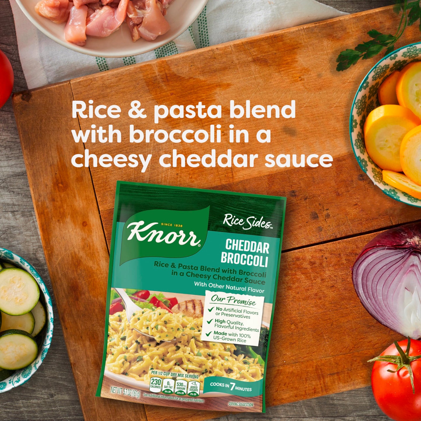 Knorr Rice Sides Cheddar Broccoli Rice For a Tasty Rice Side Dish No Artificial Flavors or Preservatives 5.7 oz