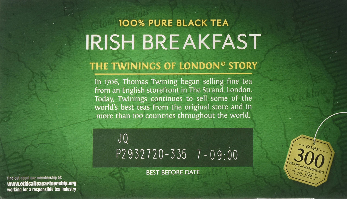 Twinings Of London Irish Breakfast Black Tea Bags, 50 Count (Pack Of 1)