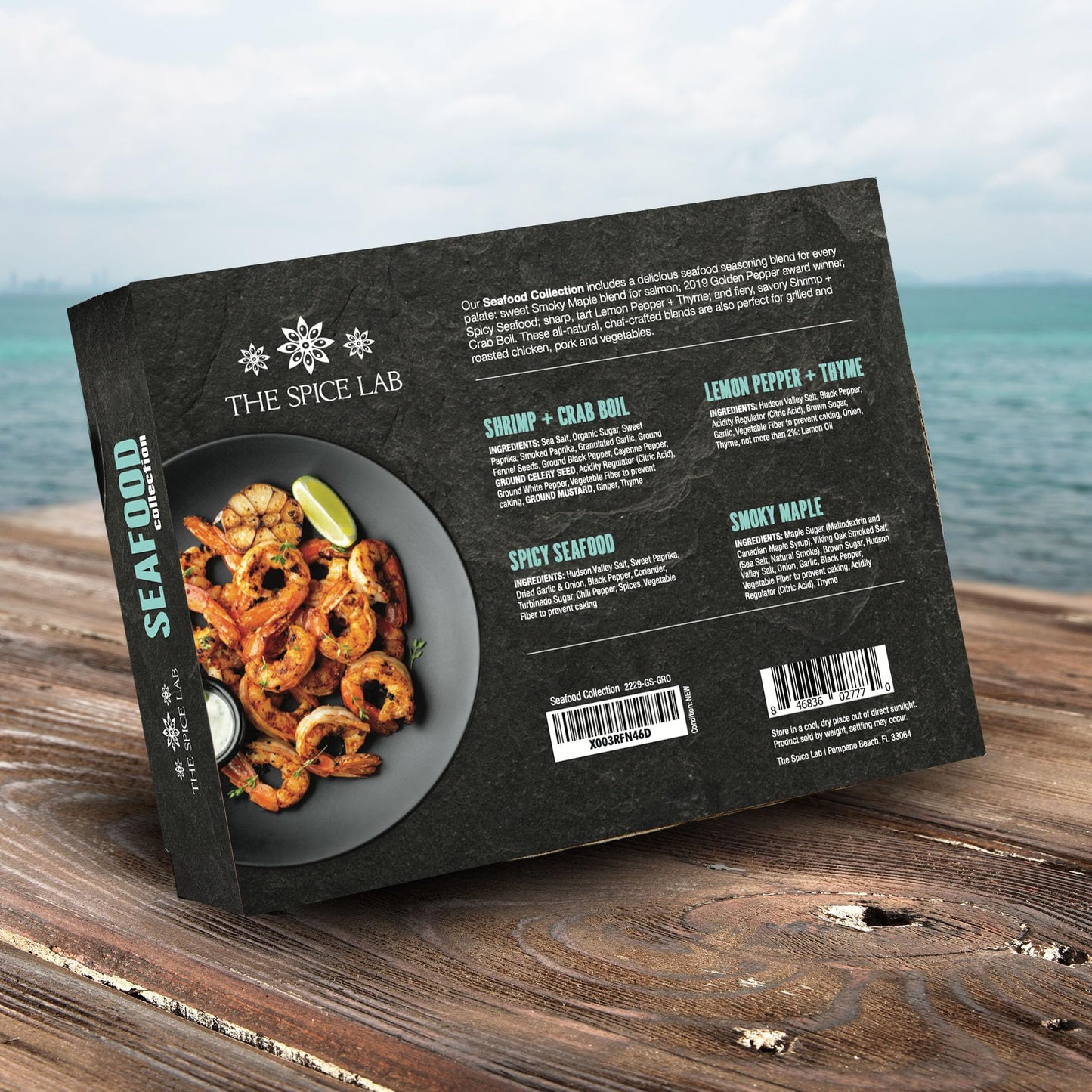 The Spice Lab Seafood Seasoning Set - 4 Pack - Smoky Maple, Shrimp Boil, Spicy Seafood, Lemon Pepper - 5.83 Ounce - Gift for Men or Dad