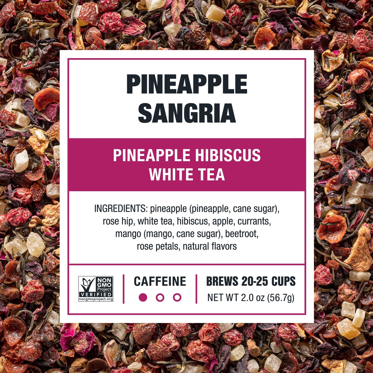 Tiesta Tea Pineapple Sangria - Pineapple Hibiscus White Tea Blend, Low-Caffeinated, 2 oz Resealable Pouch, Makes 25 Cups