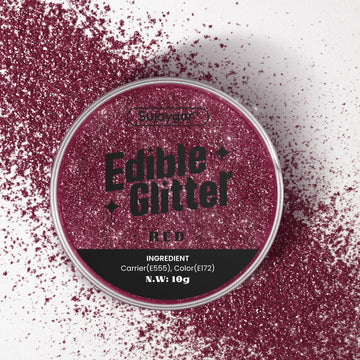 (10g) Red Edible Glitter for Cocktails, Drinks, Cakes - Patriotic Red Edible Drink Glitter Bulk - 100% Food Grade Cake Dust for 