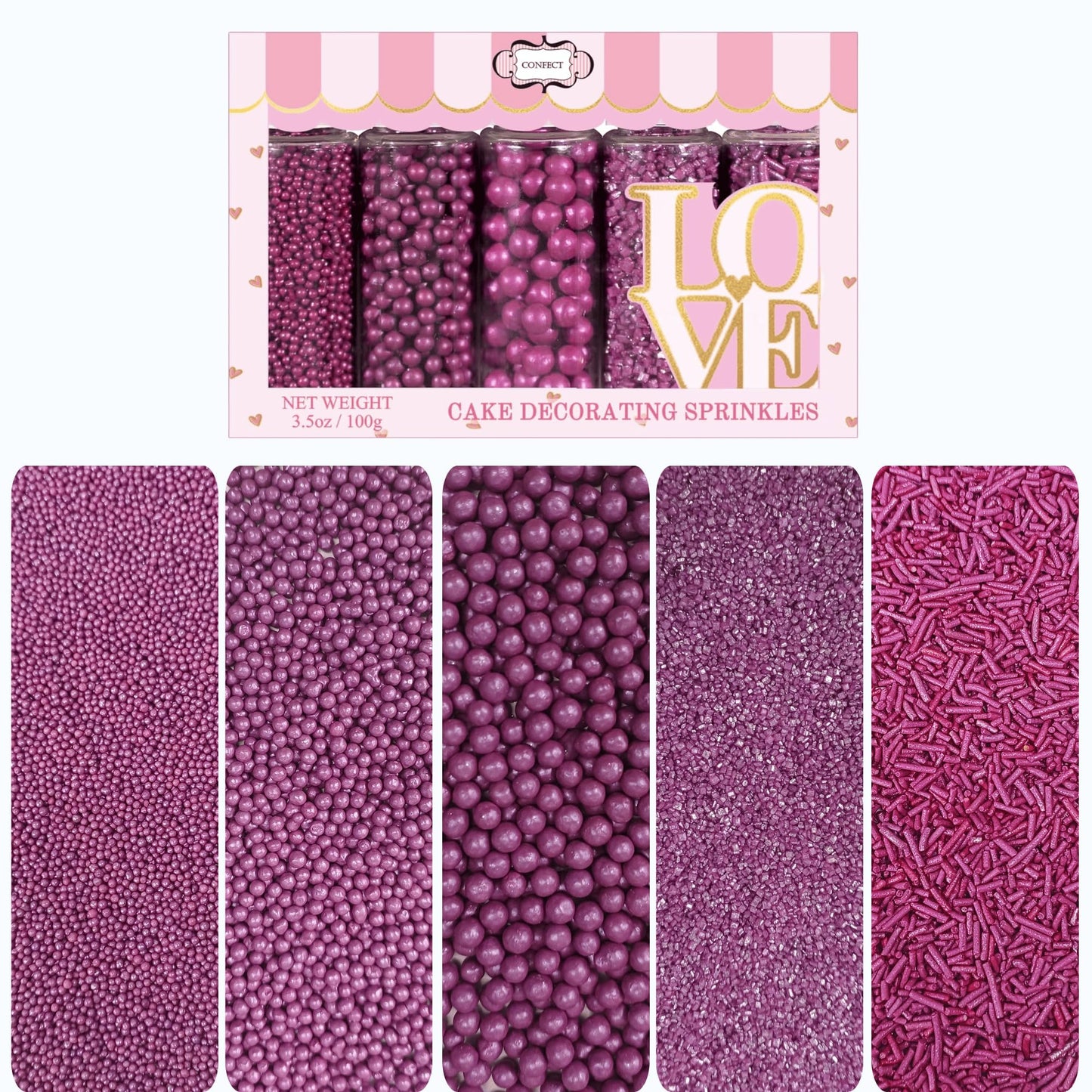 Confect Sprinkles for Cakes & Cupcakes Decoration | Birthday Sprinkles | Assorted Pack of 5 Magical Evening Ball Pearl Sprinkles
