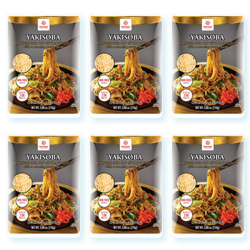 Hakubaku Yakisoba Japanese Stir Fry Noodles - Original Flavor, 6 Pack, Medium Size