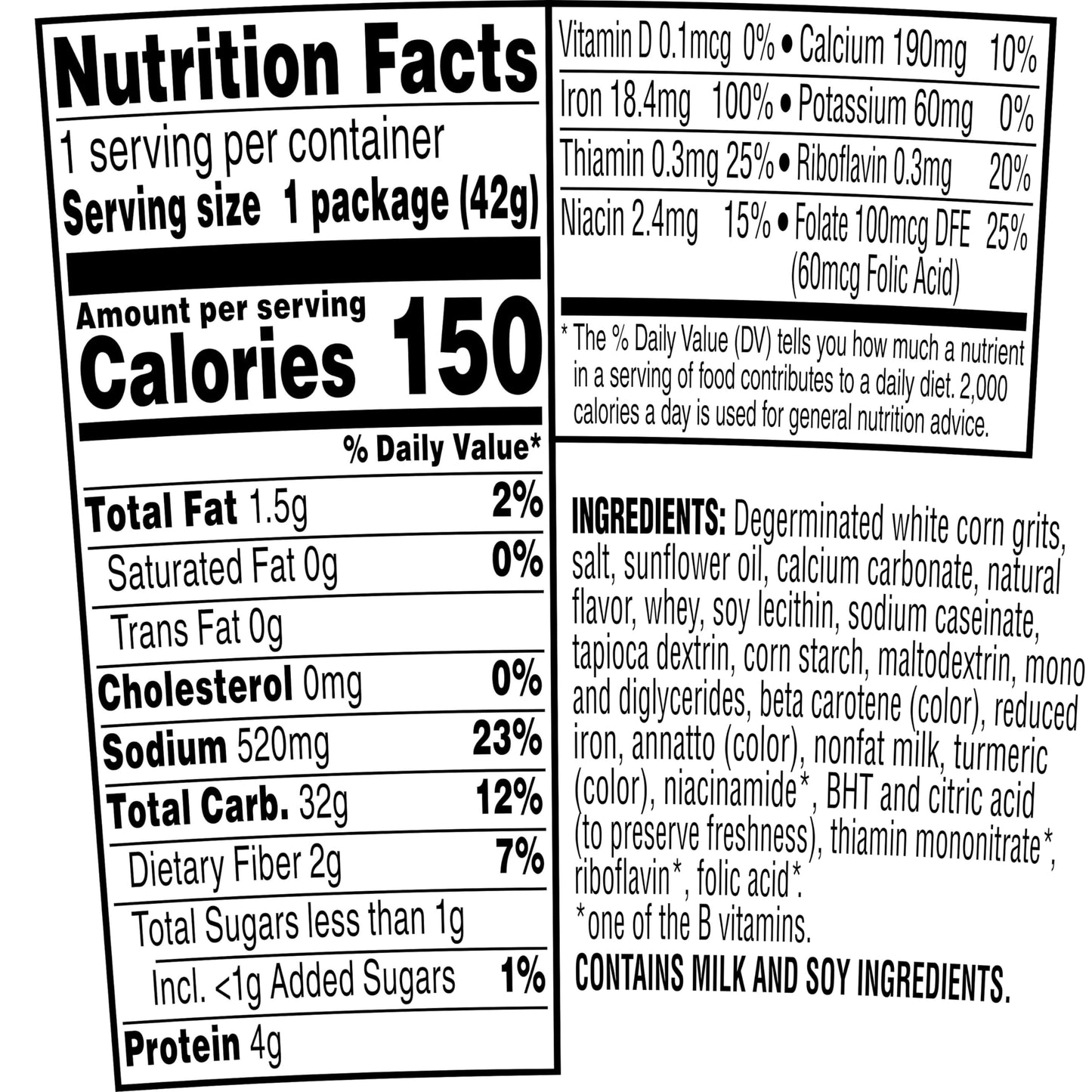 Quaker Instant Grits, Butter Flavor, Breakfast Cereal 1.48 Ounce (Pack of 12)