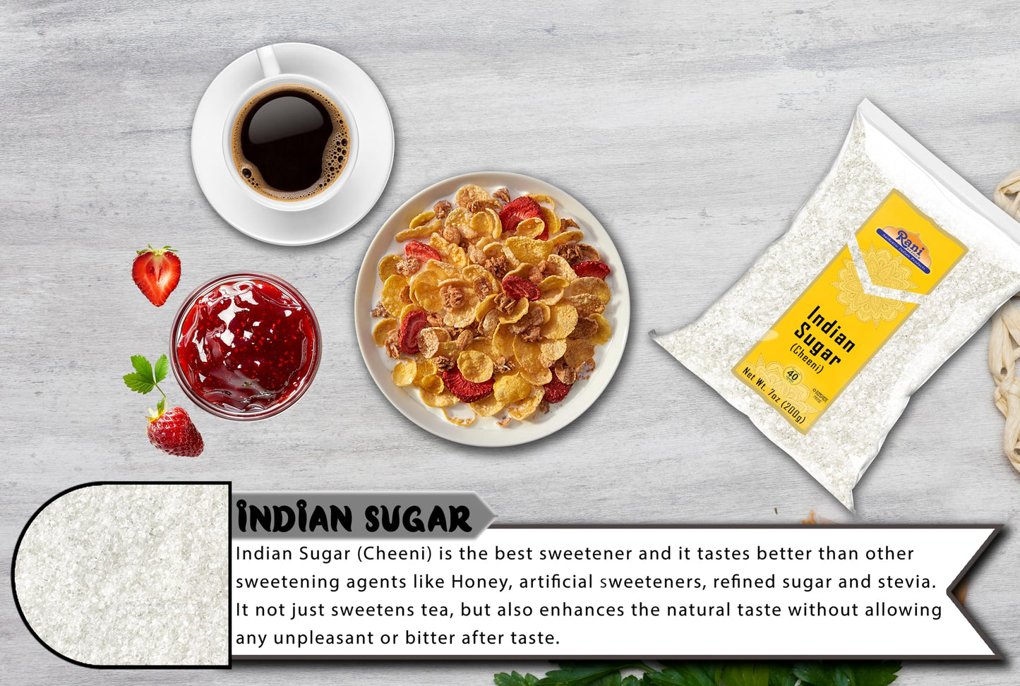 Rani Indian Sugar (Cheeni) 7oz | All Natural, Gluten Friendly, Kosher, Vegan, Indian Origin