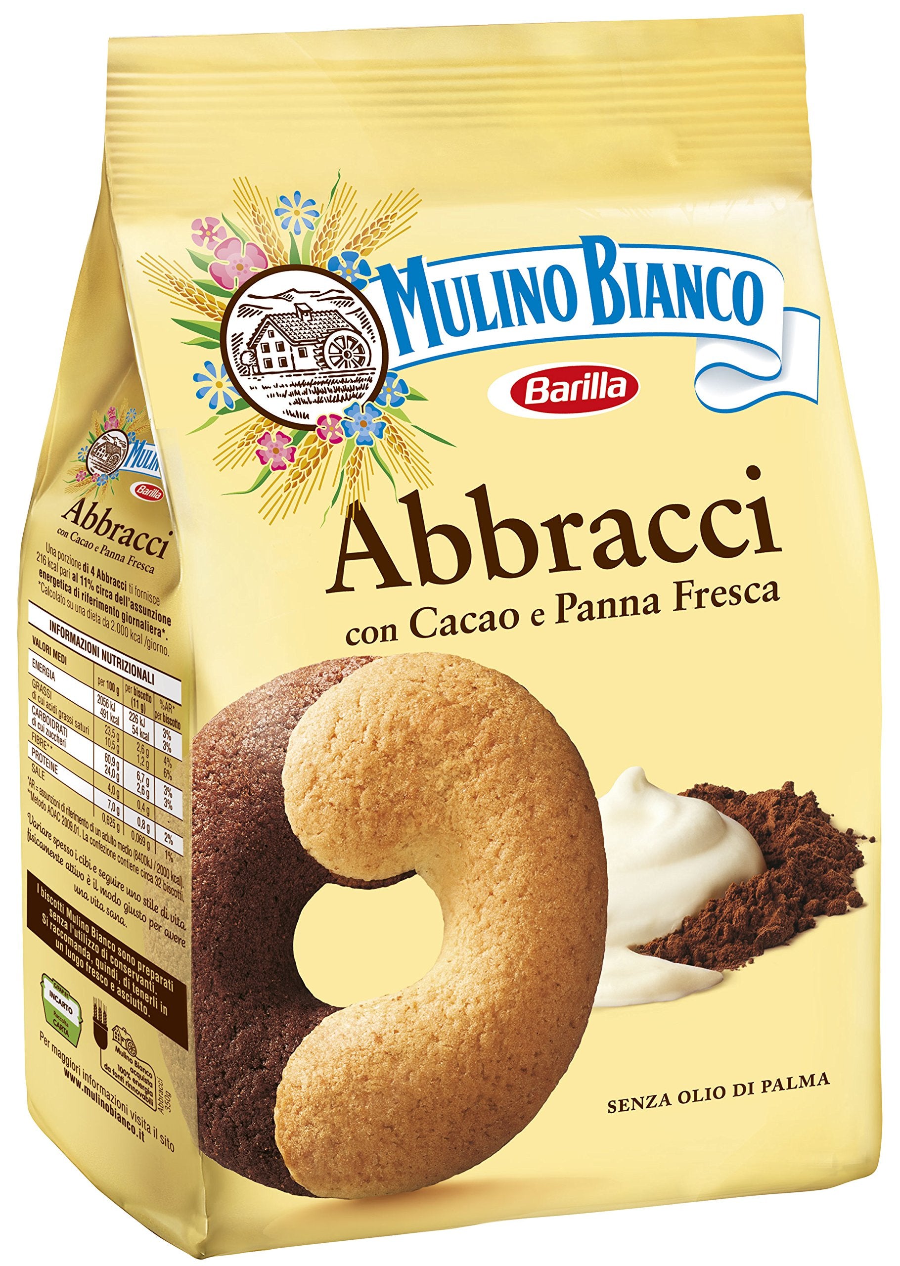 Mulino Bianco: Abbracci shortbread with cream and cocoa - 24.69 Oz (700g) [ Italian Import ]