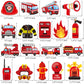 C L Cooper Life Fire Truck Cupcake Toppers, 6 Piece Set, Cardboard, Fire Engine Theme