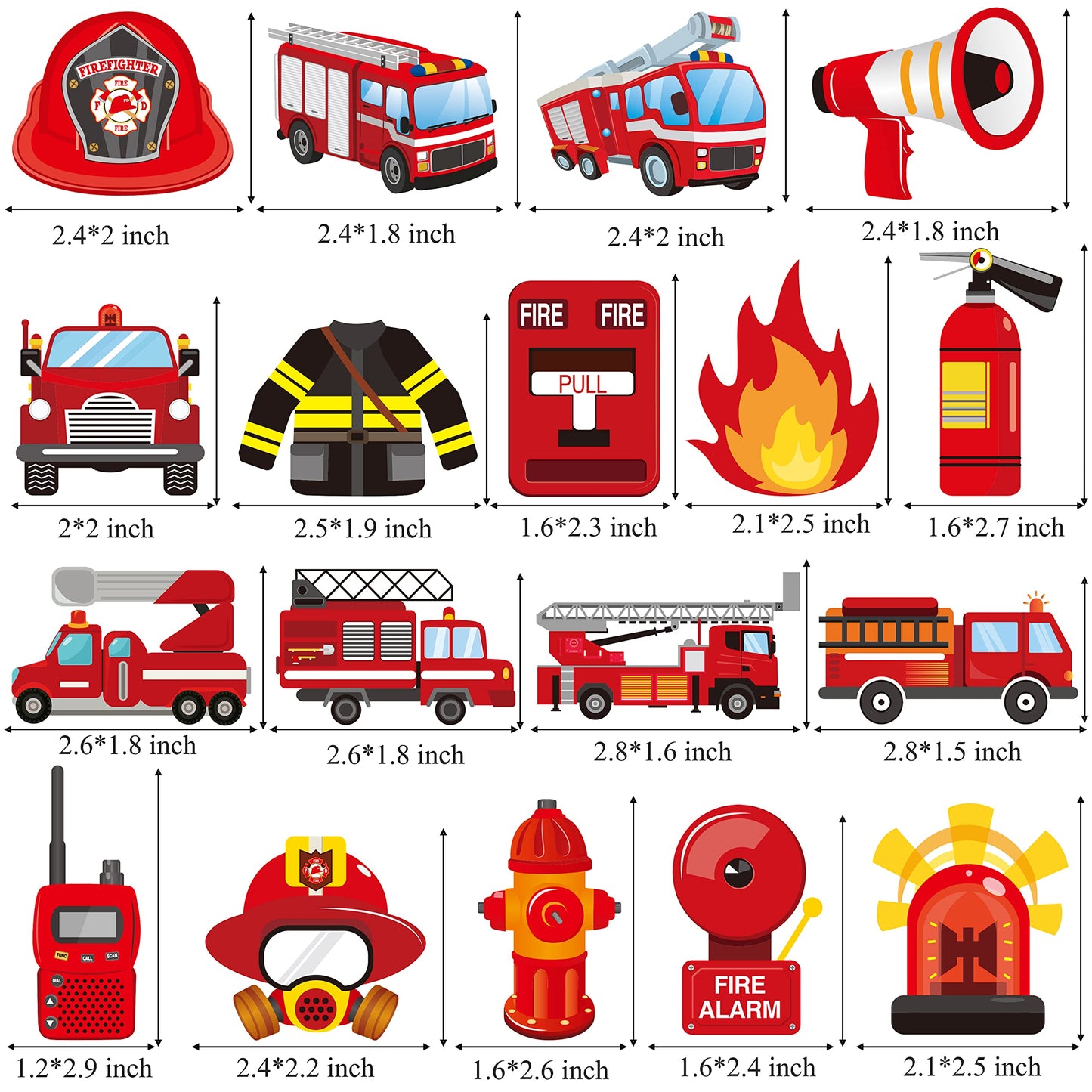 C L Cooper Life Fire Truck Cupcake Toppers, 6 Piece Set, Cardboard, Fire Engine Theme