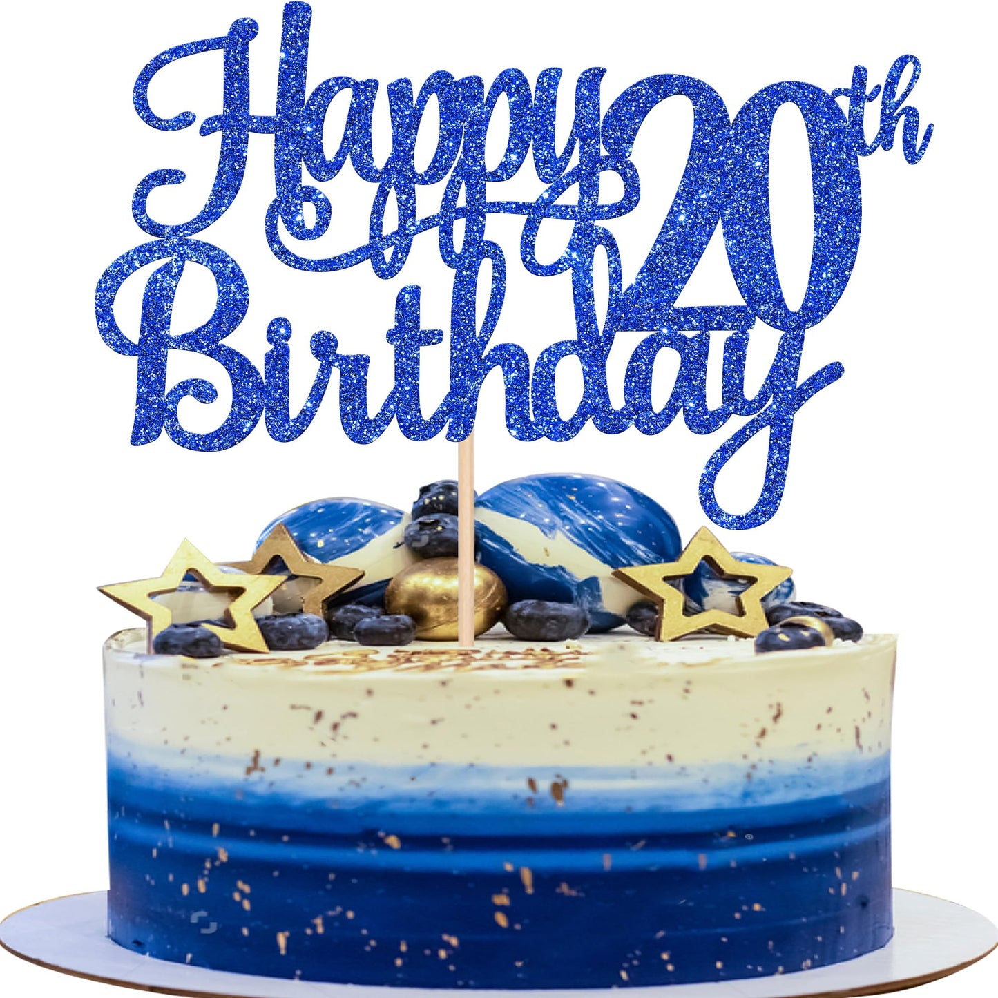 1 Pcs Happy 20Th Birthday Cake Topper Glitter Cheers To 20 Years Birthday Cake Pick Twenty 20 Fabulous Cake Decoration For Happy
