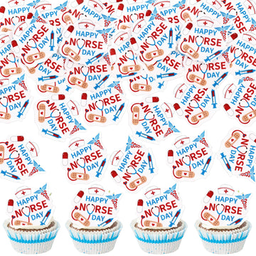 Ercadio 40 Pack Edible Nurse Cupcake Toppers Nursing and Doctor Cake Toppers Nurse Graduation Cupcake Toppers Nurse Day Cake Top