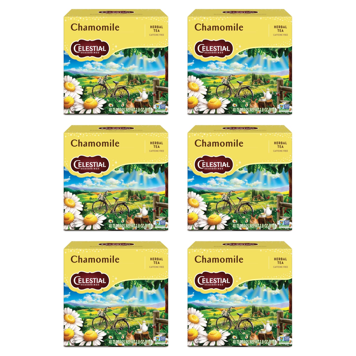Celestial Seasonings Herbal Tea Chamomile Caffeine Free 40 Count Pack of 6