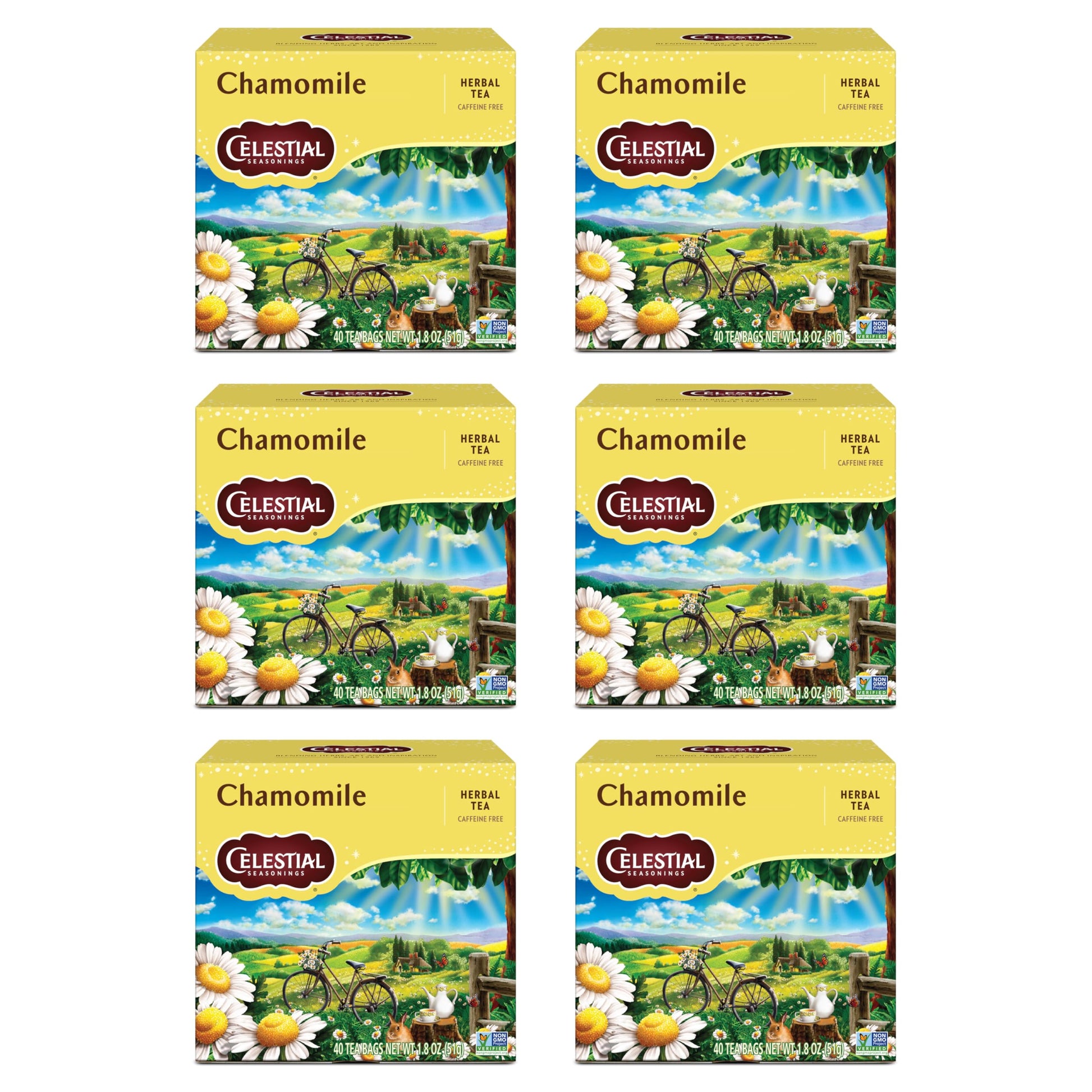 Celestial Seasonings Herbal Tea Chamomile Caffeine Free 40 Count Pack of 6