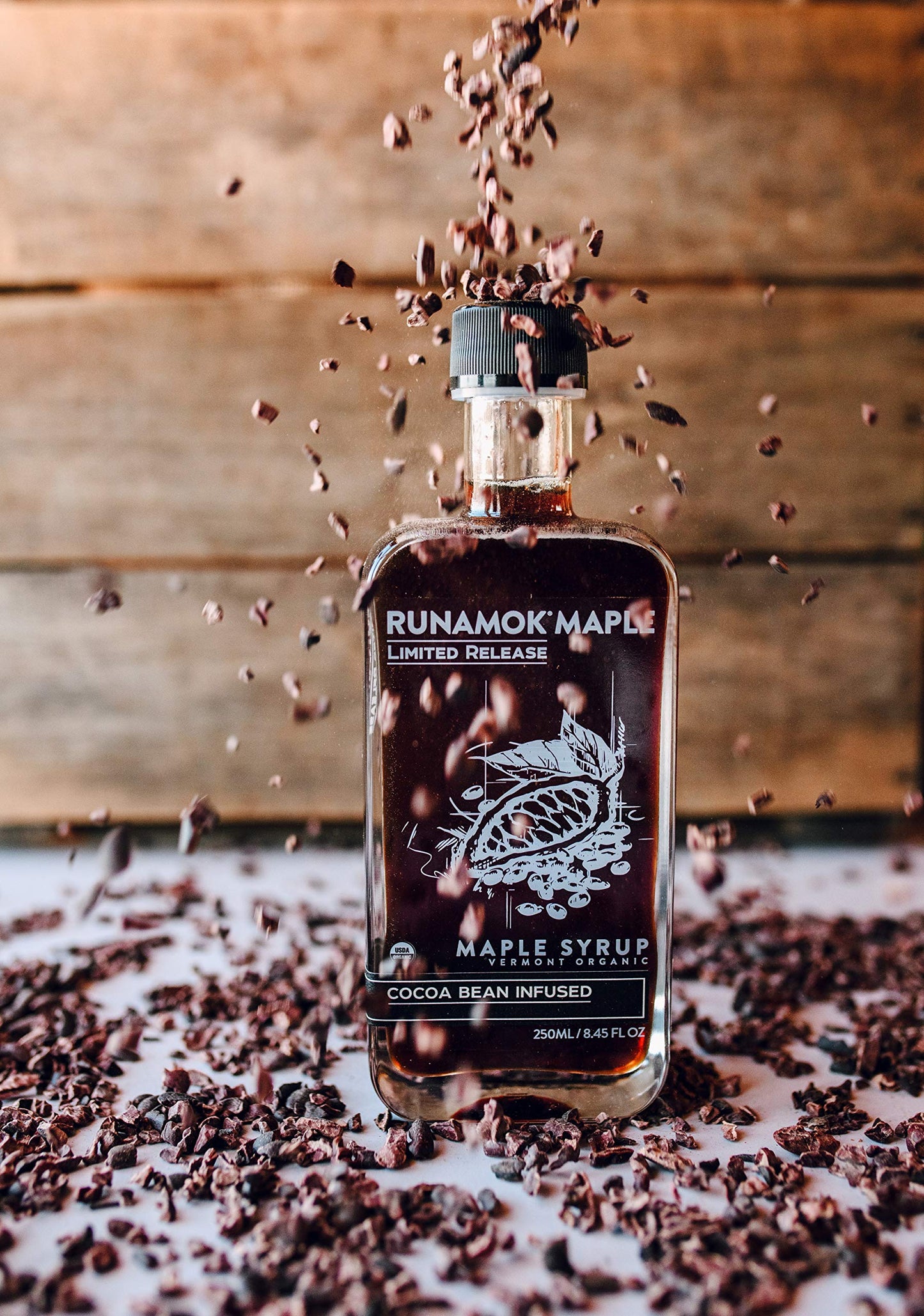 Runamok Cocoa Infused Maple Syrup - Authentic Vermont Maple Syrup, 8.45 Fl Oz (250mL)