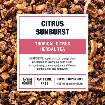 Tiesta Tea - Citrus Sunburst | Loose Leaf | Tropical Citrus Herbal Tea | Premium Blend | Non-Caffeinated Fruit Blend | Make Hot Or Iced & Brews Up To 200 Cups | 16 Ounce Resealable Bulk Pouch