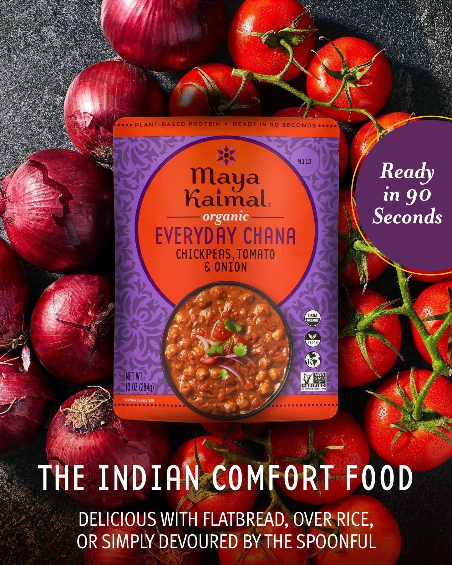 Maya Kaimal Organic Indian Everyday Chana - Fully Cooked - Vegan - Microwavable - Ready To Eat Meals (10 Ounce (Pack Of 3), Chic