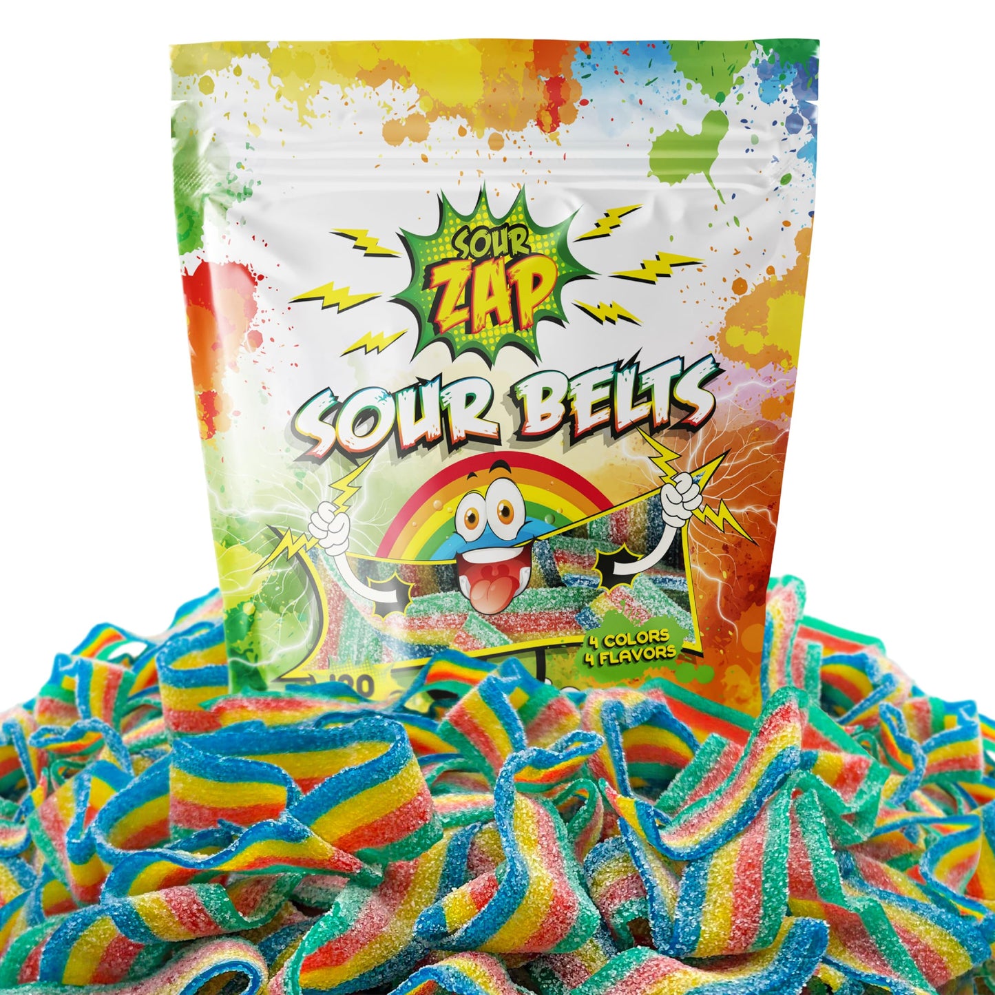 Sourzap Sour Belts | 8-Ounce Pack | Gummy Candy | Assorted Fruit Flavors