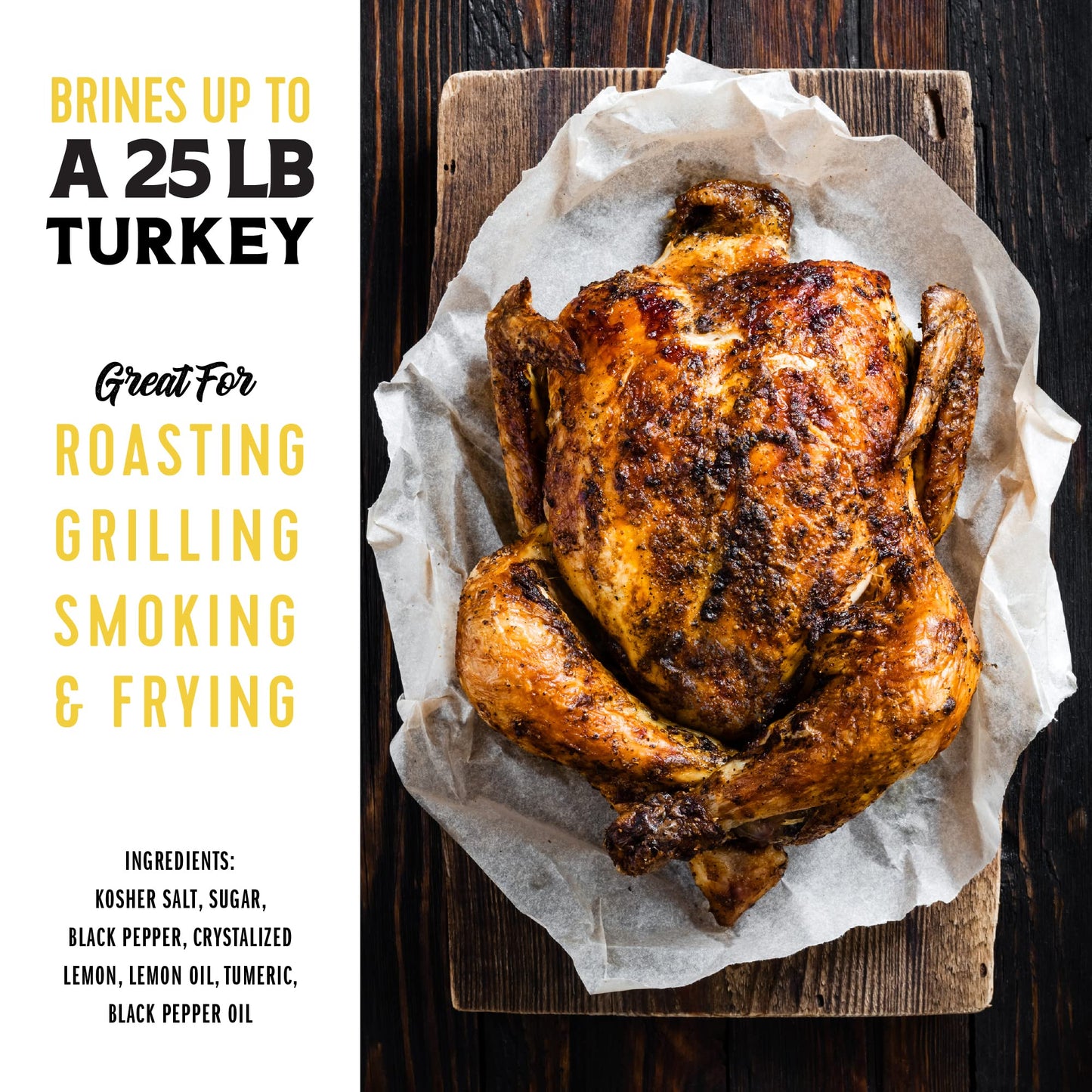Fire & Flavor Lemon Pepper Turkey Perfect Brine - Turkey Brine Kit with Bag for Roasting  Grilling  smoky aroma  and Frying - Brining Seasonings for Cooking and Turkey Brine Bag - Turkey Brine and Rub Kit