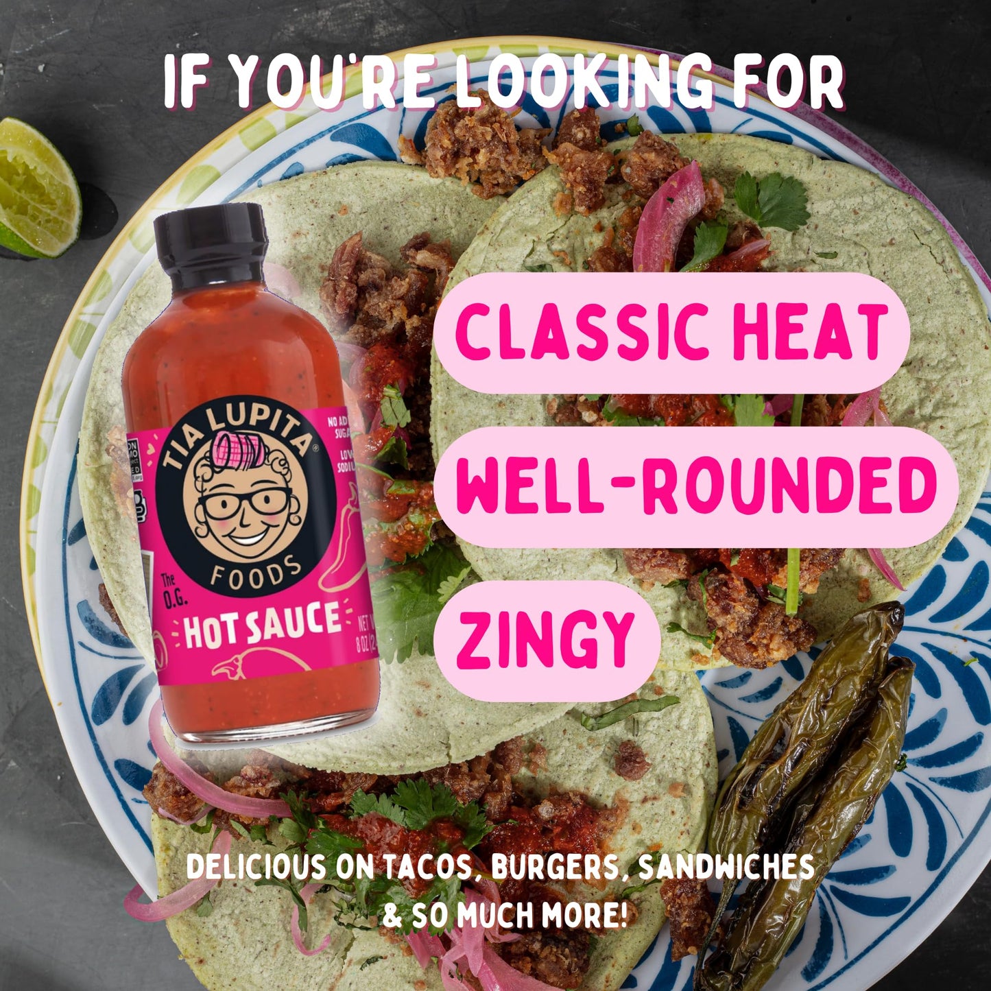 Tia Lupita Hot Sauce  8 Oz X 1 Bottle  Flavorful Heat Medium Spice Smoky With Hints Of Sweetness  Gluten Free Non Gmo Sugar Free