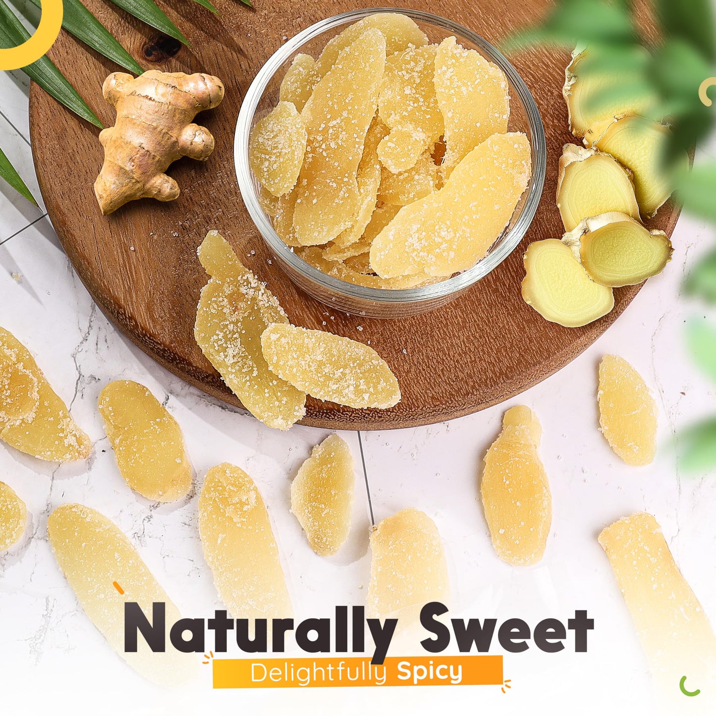 Crystallized Ginger Slices - Candied Ginger Snack For Baking & Digestive Support - Vegan, Non-Gmo, Resealable 2Lb Bag