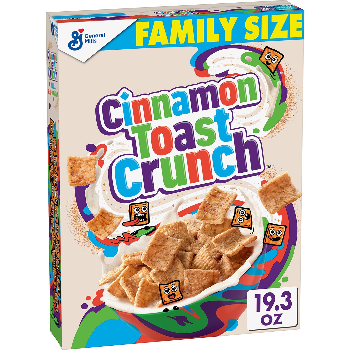 Cinnamon Toast Crunch Whole Grain Breakfast Cereal, Family Size, 19.3 oz. (Pack of 8)