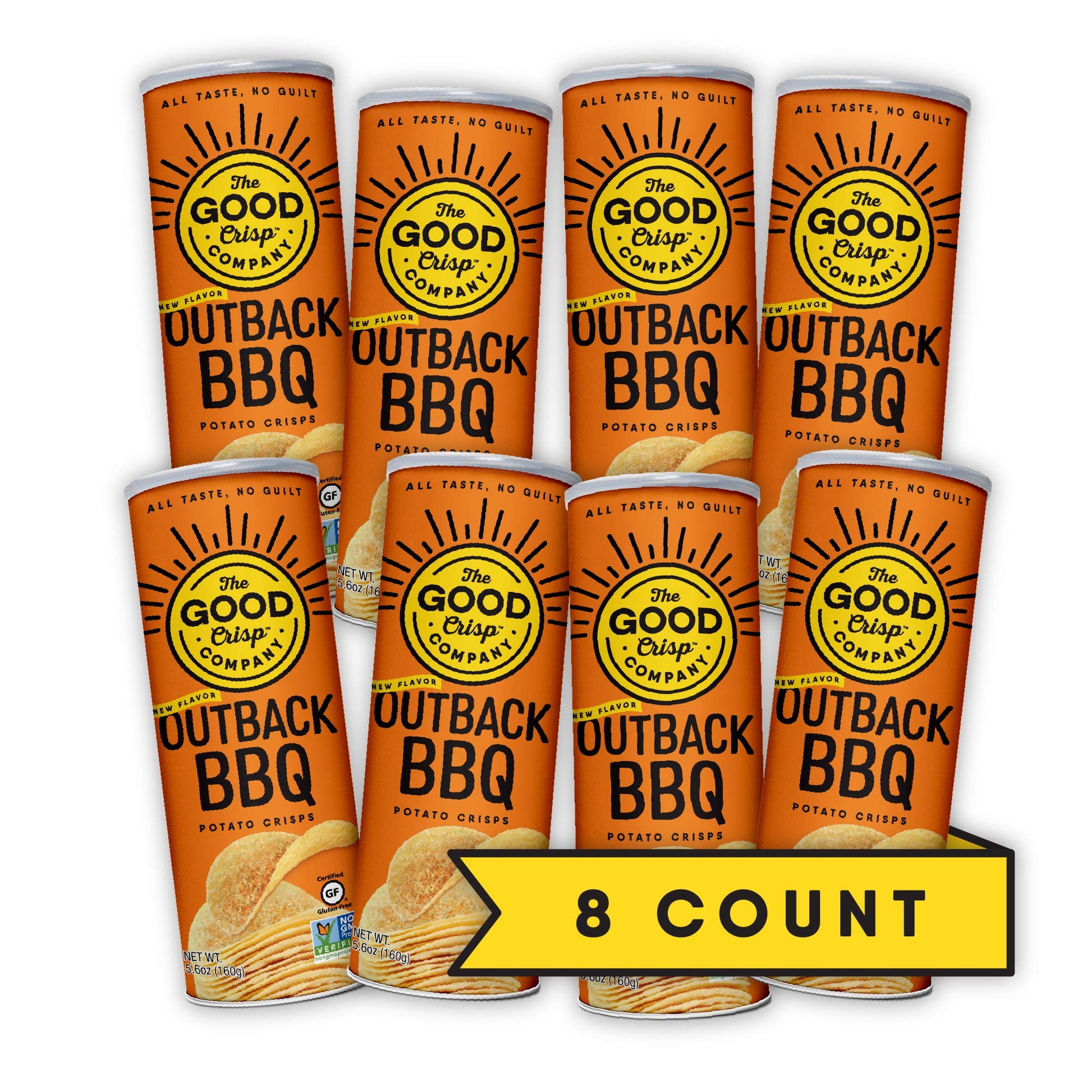 The Good Crisp Company, Outback Bbq, Gluten Free Potato Chips (5.6 Ounce Canisters, Pack Of 8), Non-Gmo, Allergen Friendly, Potato Chip Snack Pack, Gluten Free Snacks