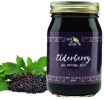 Green Jay Gourmet Elderberry Jelly - All-Natural Jam With Elderberries & Lemon Juice - Vegan, Gluten-Free Jam - Contains No Pres