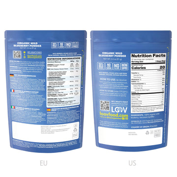 LOOV Organic Wild Blueberry Powder - 15-Day Supply, 3.2 Oz, Good for Smoothie & Breakfast, Freeze-Dried, from Northern Europe, N