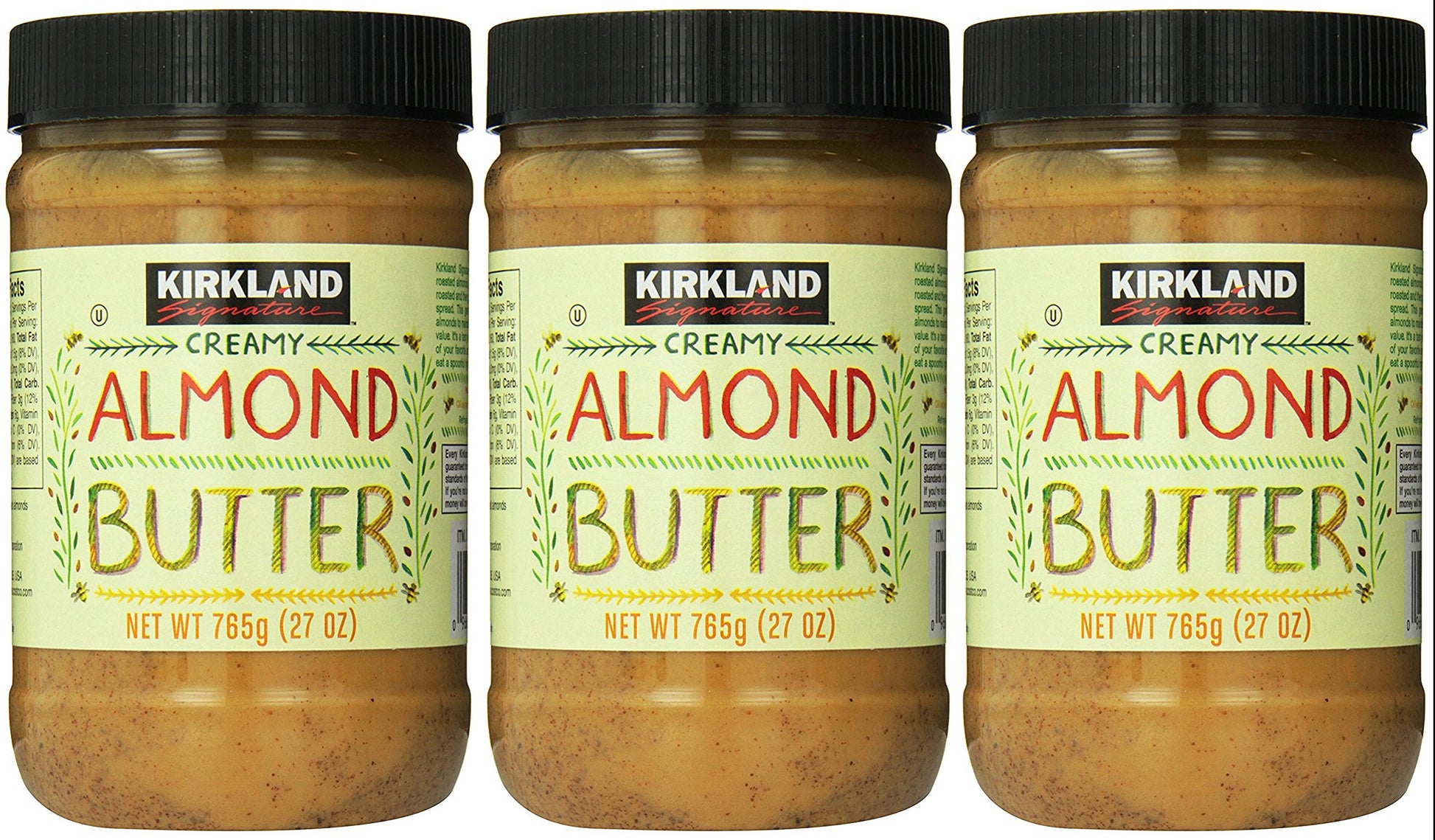 Kirkland Signature Creamy Almond Butter, 27 Ounce - Pack of 3 Jars, Nutritious Snack