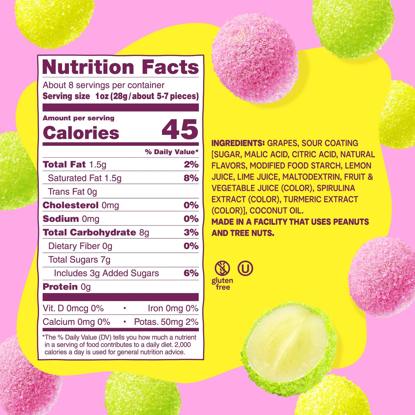 Fruit Riot Sour Candy Grapes Mix, Made with Real Fruit, 8oz, Gluten-Free