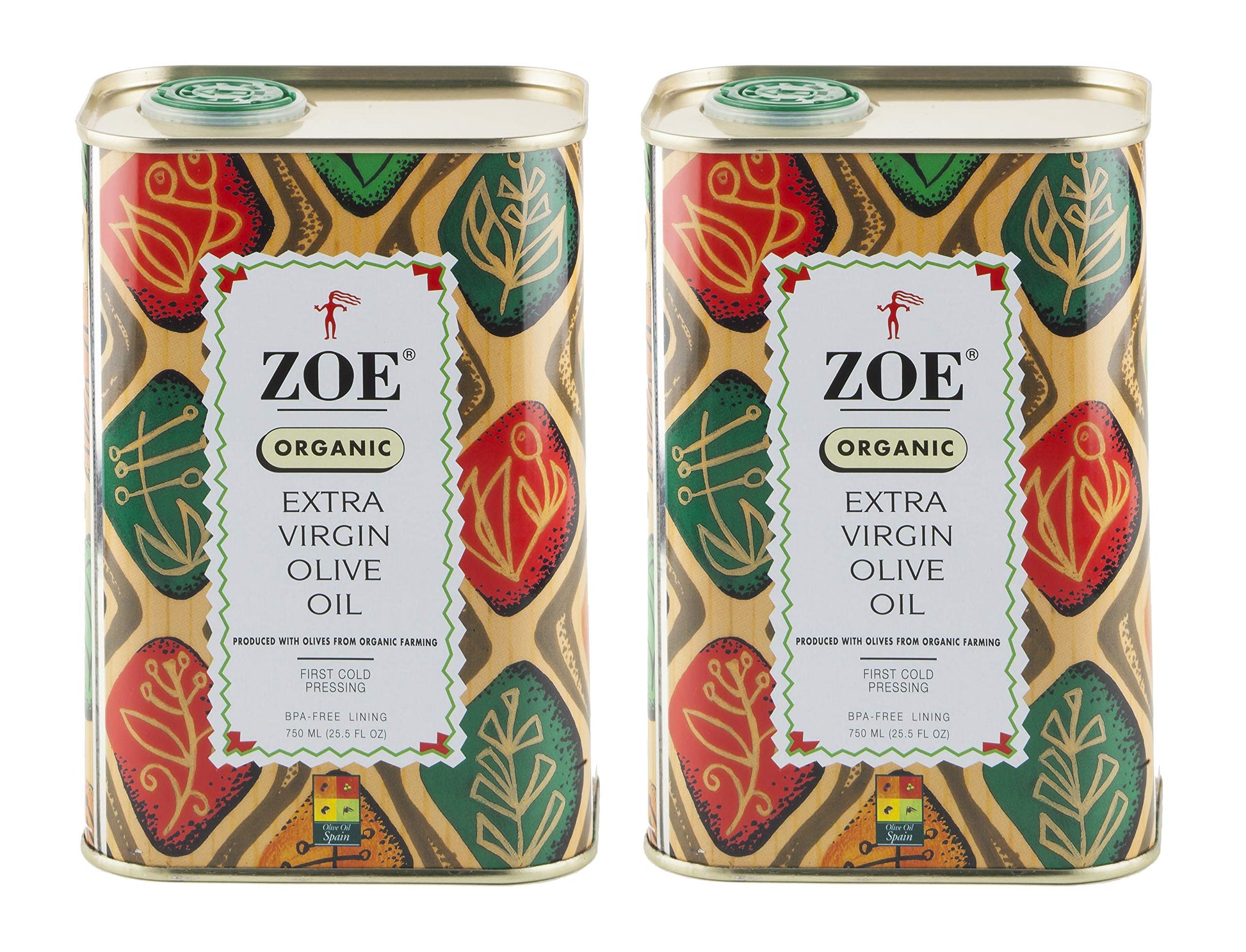 Zoe Organic Extra Virgin Olive Oil Tin, Bpa Free Lining, 25.5 Ounce, Pack Of 2