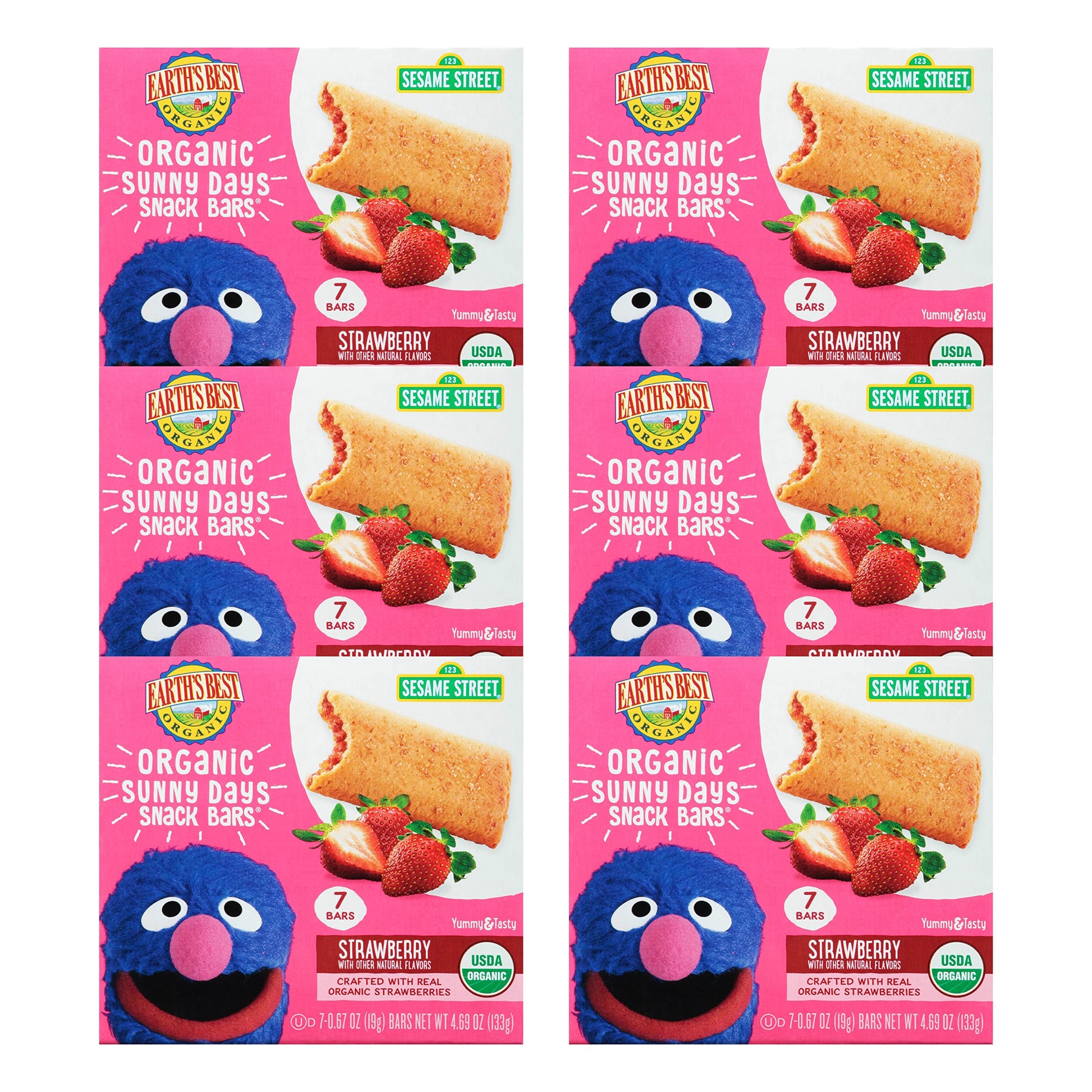 Earth'S Best Organic Kids Snacks, Sesame Street Toddler Snacks, Organic Sunny Days Snack Bars For Toddlers 2 Years And Older, St