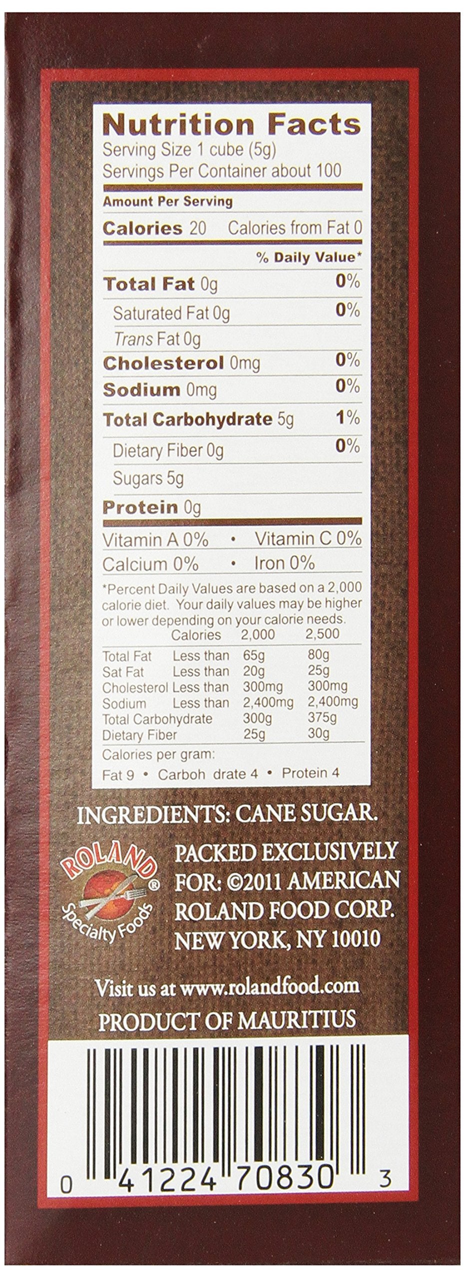 Roland Rough Cut Demerara Sugar Cubes, 17.6 oz, Pack of 6, Brown, Model 70830