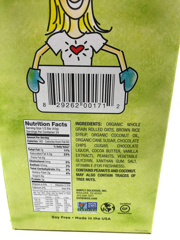 Bobos Oat Bars Peanut Butter Chocolate Chip Oat Bar 3 Oz (Pack Of 12)