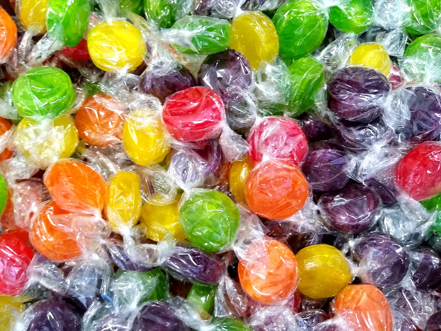 Assorted Fruit Buttons - 2 Lbs Of Bulk Individually Wrapped Cherry Orange Lemon Sour Apple Grape Hard Candy