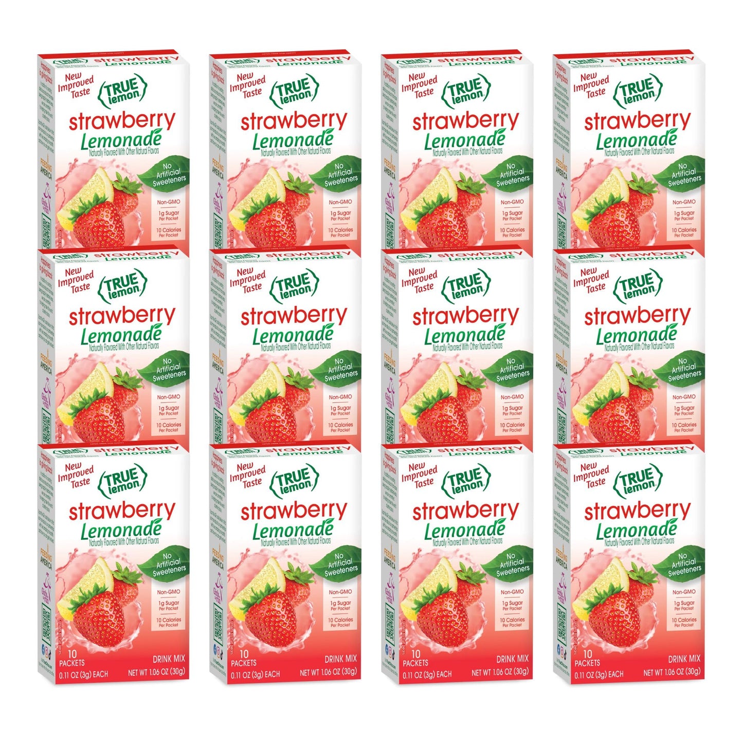 True Lemon Strawberry Lemonade Drink Mix, Made from Real Lemons, Low Calorie, Low Sugar, Lemonade Drink Mix, 10 Count, 1.06 oz (